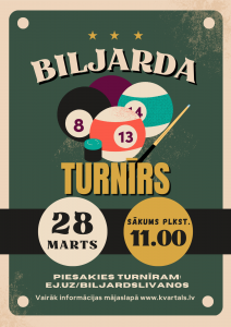BILJARDA TURNĪRS 2026